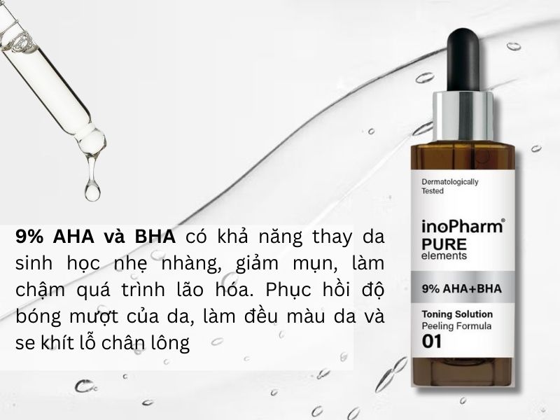 Công dụng của sản phẩm Inopharm 9% AHA+BHA Peeling Formula